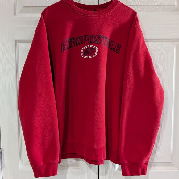 Aeropostale Men's Crewneck Sweatshirt Size Large, Red, "Aeropostale 87", Y2K Era - Picture 2 of 11